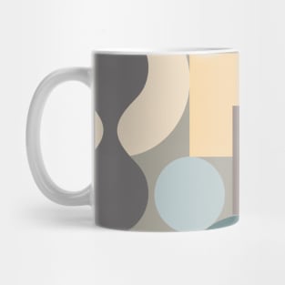 Modern Abstract Geometric Bauhaus Doodle Tan Cream Teal Style Mug